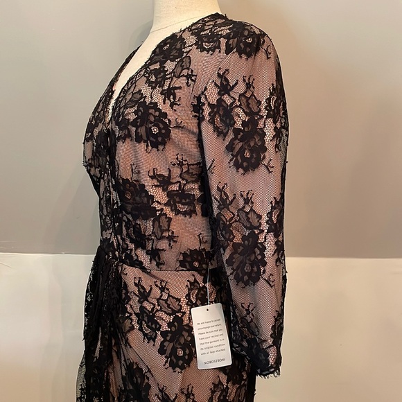 Tadashi Shoji Quarter Sleeves Black Laced Evening Cocktail Dress Size 4 - Picture 8 of 17